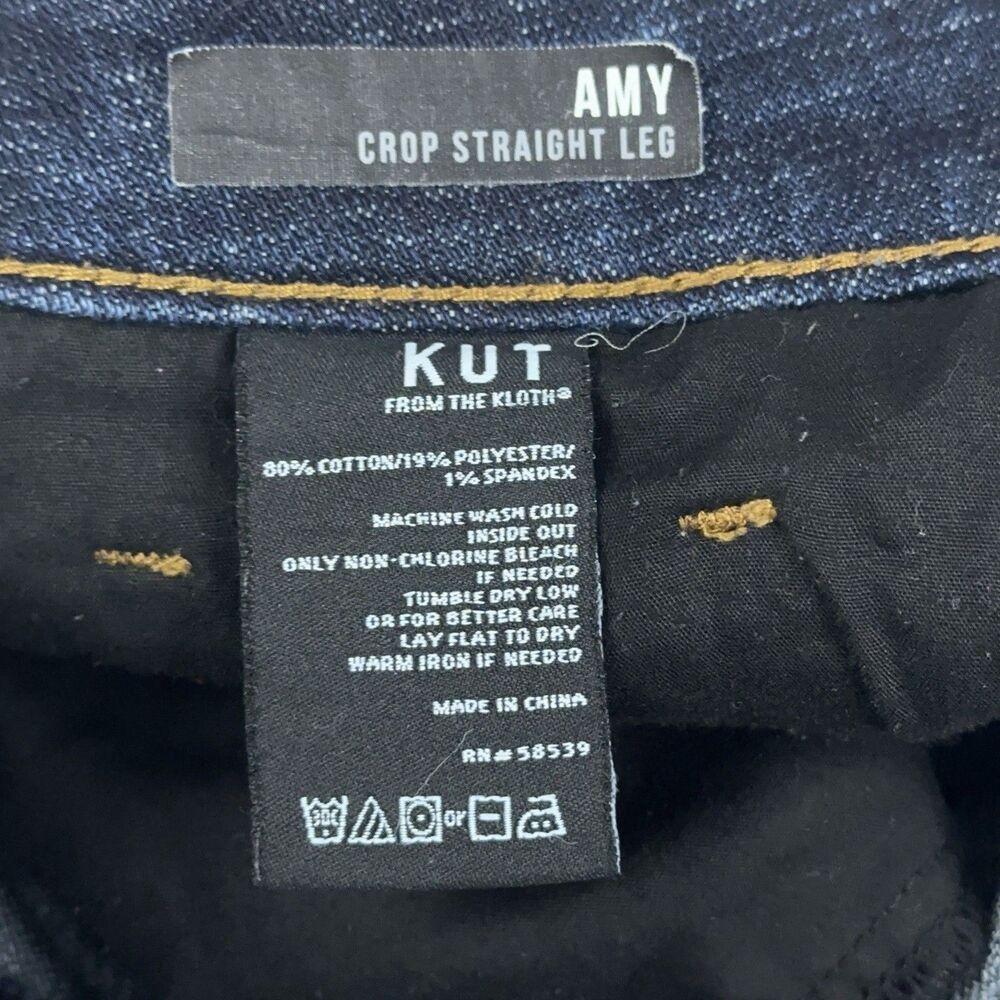 KUT From The Kloth Amy Crop Straight Leg Jeans Womens Size 4 Mid Rise Dark Wash - Picture 6 of 9